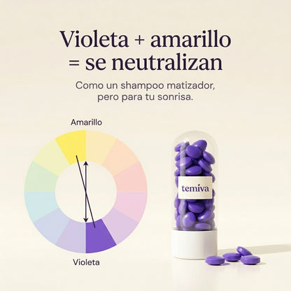 Tabletas Matizadoras Temiva | Neutralizan el tono amarillo de tus dientes