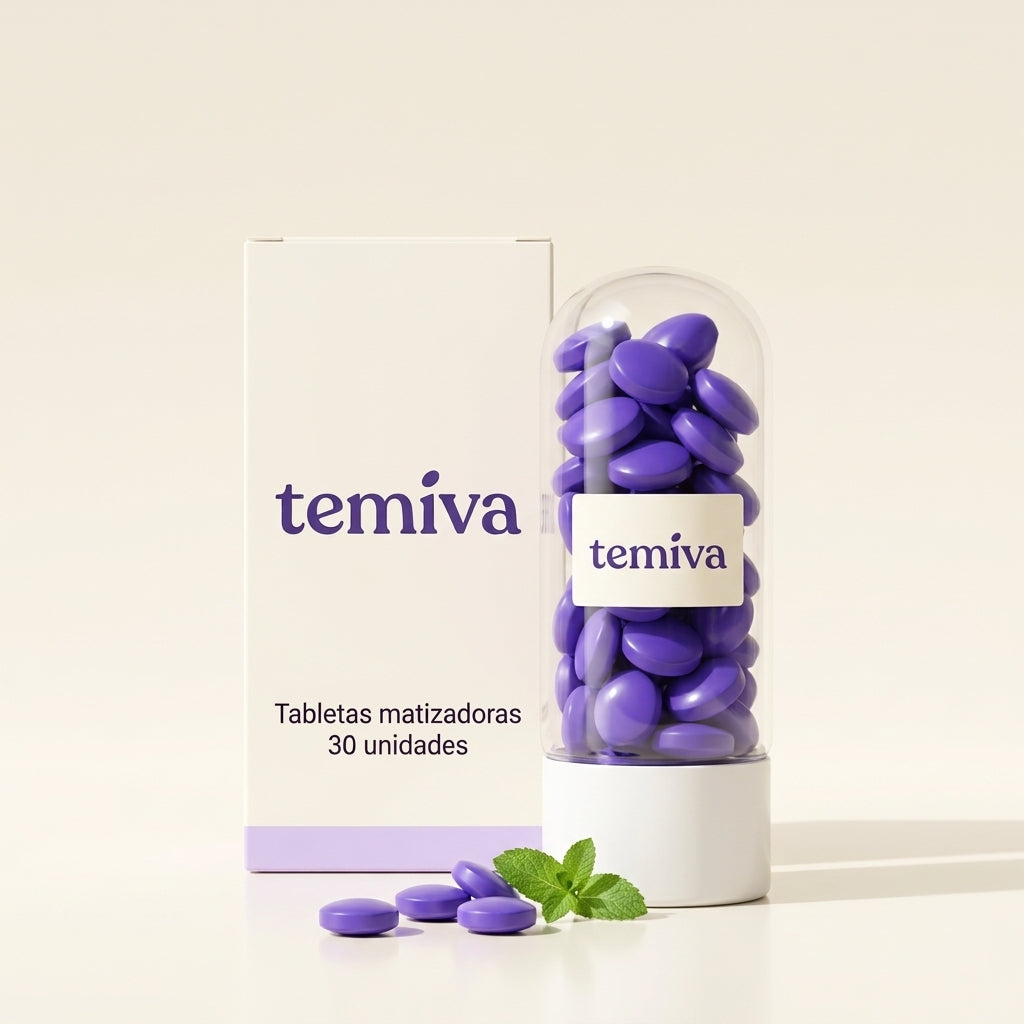 Tabletas Matizadoras Temiva | Neutralizan el tono amarillo de tus dientes