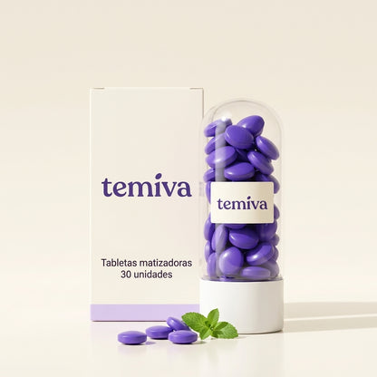 Tabletas Matizadoras Temiva | Neutralizan el tono amarillo de tus dientes